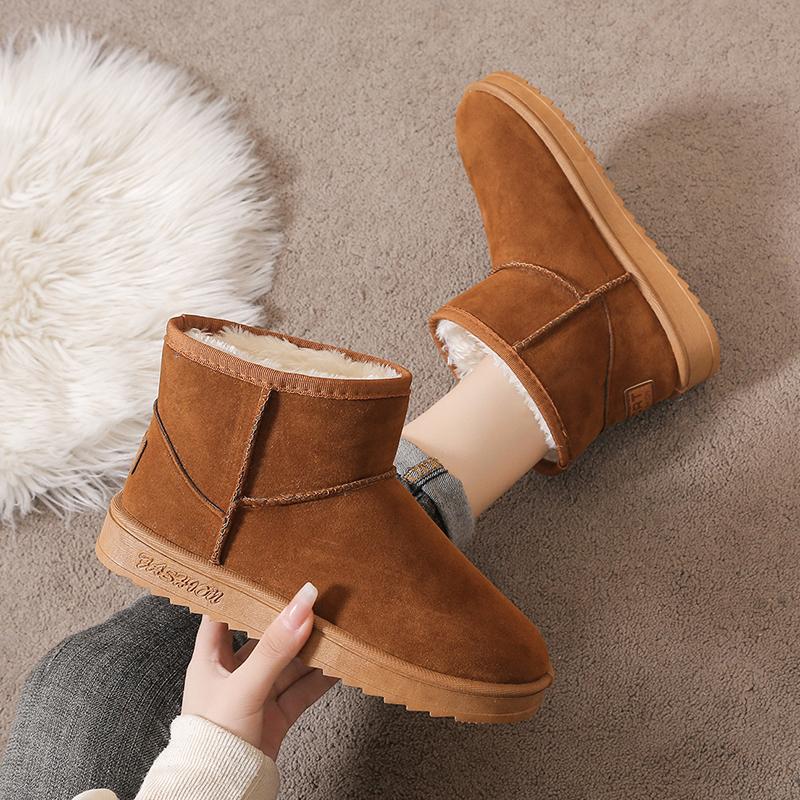 2024 New Women's Snow Boots Comfortable Warm Plush Ankle Boots Women Thickened Fluff Winter Ladies Shoes Flat Platform Shoes Boots Woman