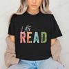 Новые Модные Футболки Let's Read с Принтом Женские Футболки Футболка Библиотекаря Чтение Книг Харадзюку Футболка Топы для Книжных Червей Одежда