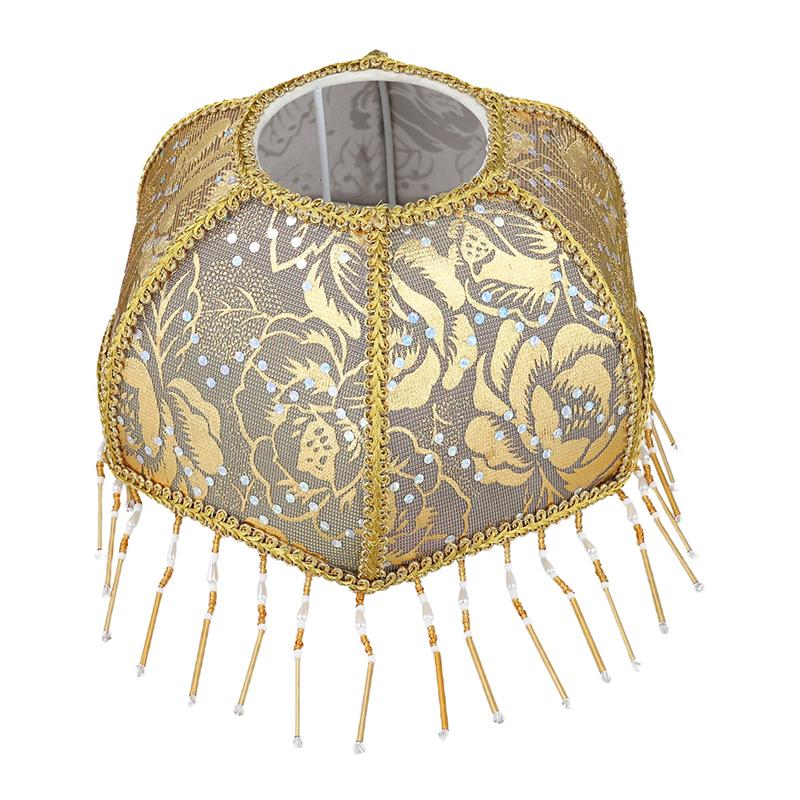 1PC Cloth Classical Lamp Shade European Tassel Bead Lamp Shade Retro Bedside Lamp Cover E27 Luxury Bedroom 4 Colors