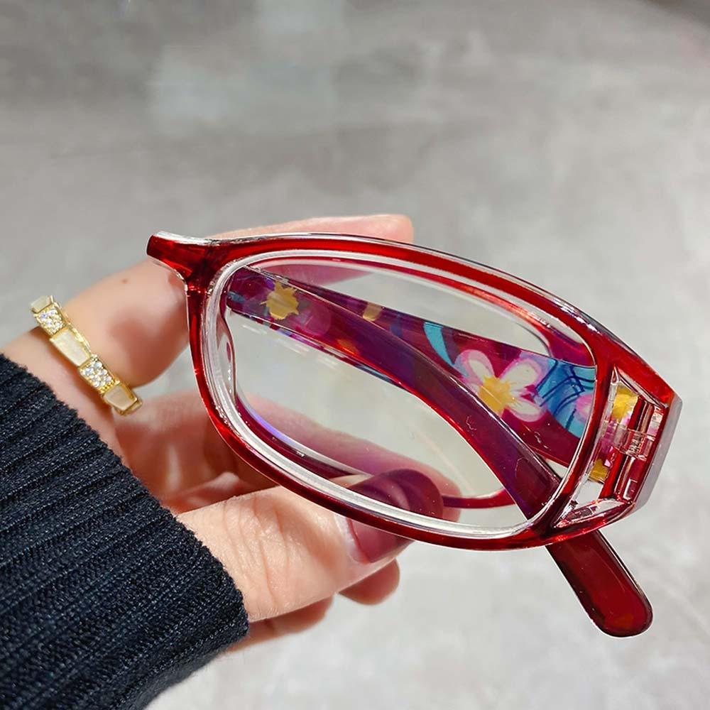 Flower Printed Elderly Reading Eyewear Zinc Zinc Alloy Anti Blu-ray Eyewear Folding Presbyopic Glasses Gift
