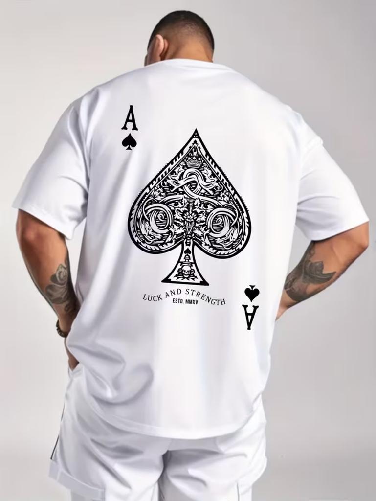 Summer Men T-Shirt Card Pattern 3D Print Trendy Poker Graphic Tee Oversized Daily Vintage Casual Loose Street Men's Clothing