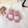 Solid Color Cartoon Bear Gloves Full Finger Knitted Mittens Cute Full Finger Gloves  For Boys