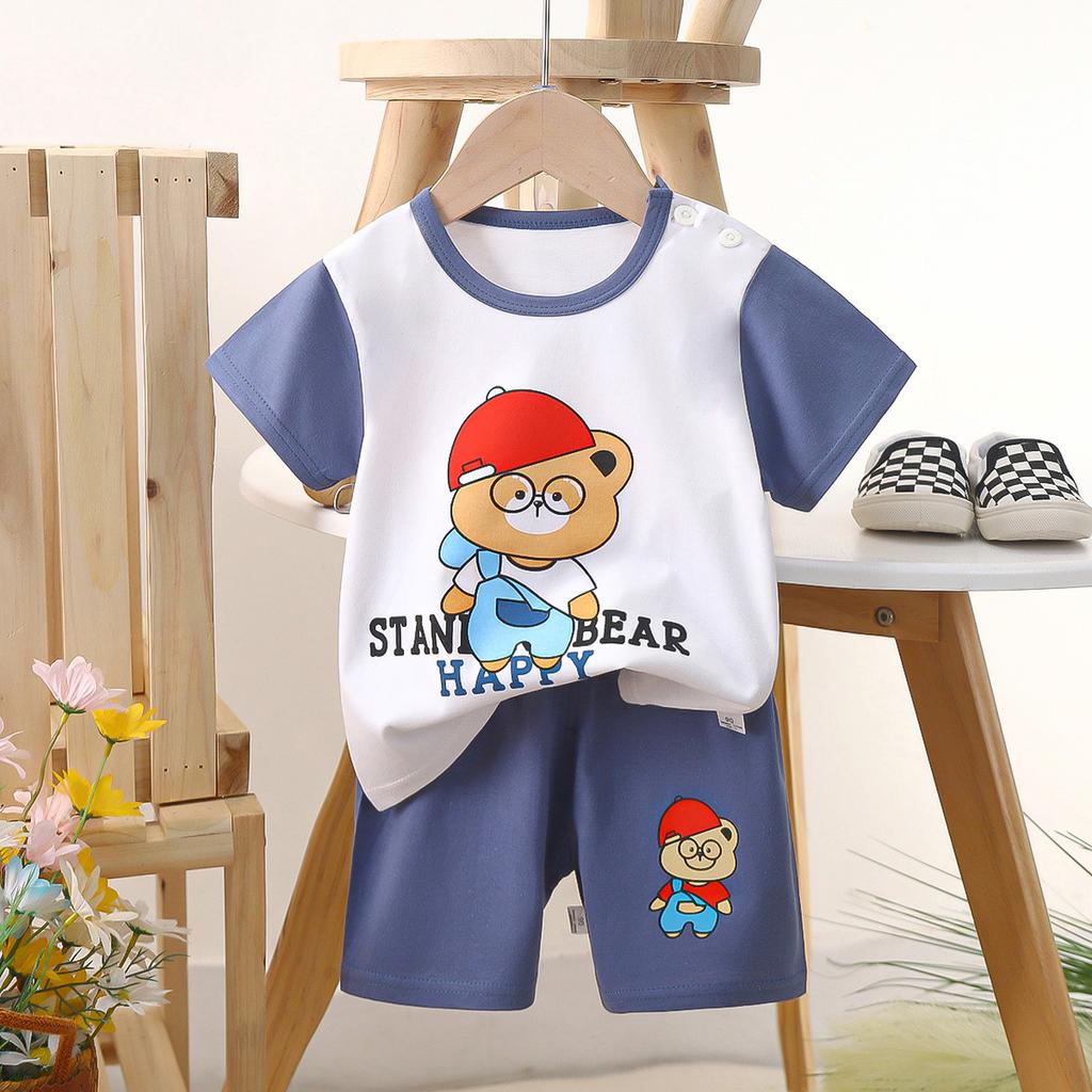 Children's Casual Short-sleeved Summer Cotton T-shirt Set for Boys and Girls