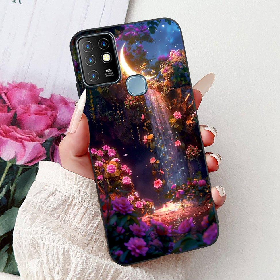 Для Infinix Hot 10 Чехол Силиконовый Милый Кот Модные Цветы Роскошная Расписная Задняя Крышка Для Чехла Телефона Inifnix Hot 10 X682B X682C