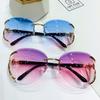 Cat's Eye Sunglasses Fashion Trend Design Large Frame Sunglasses Ladies Sunglasses Metal Frameless Sunglasses Gradient Lenses