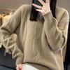Кашемировый свитер, пуловер, женский осенне-зимний однотонный свитер с круглым вырезом и витым узором, повседневный свободный шерстяной свитер, женский