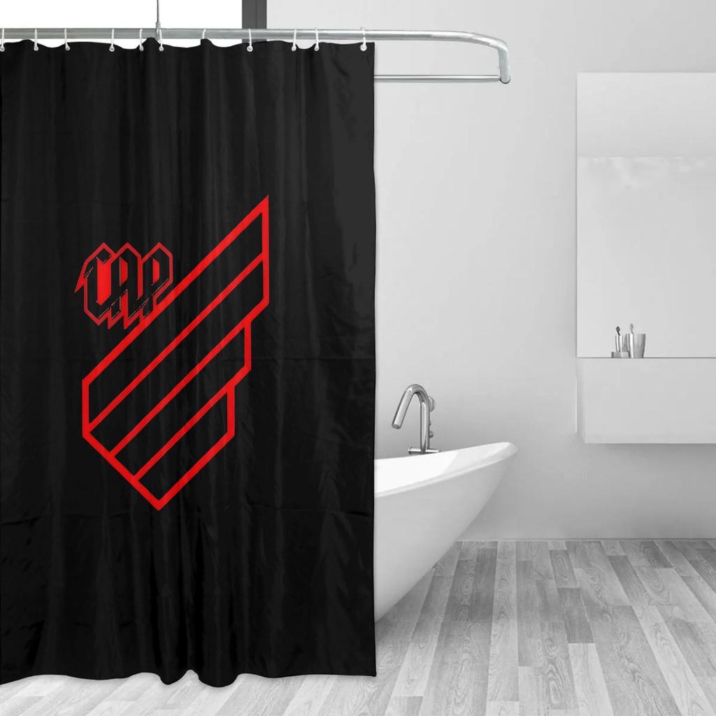 Редактировать Декор для ванной комнаты Athletico Paranaense из съемного полиэфирного волокна, Модная вязаная штора с люверсами, Машинная стирка