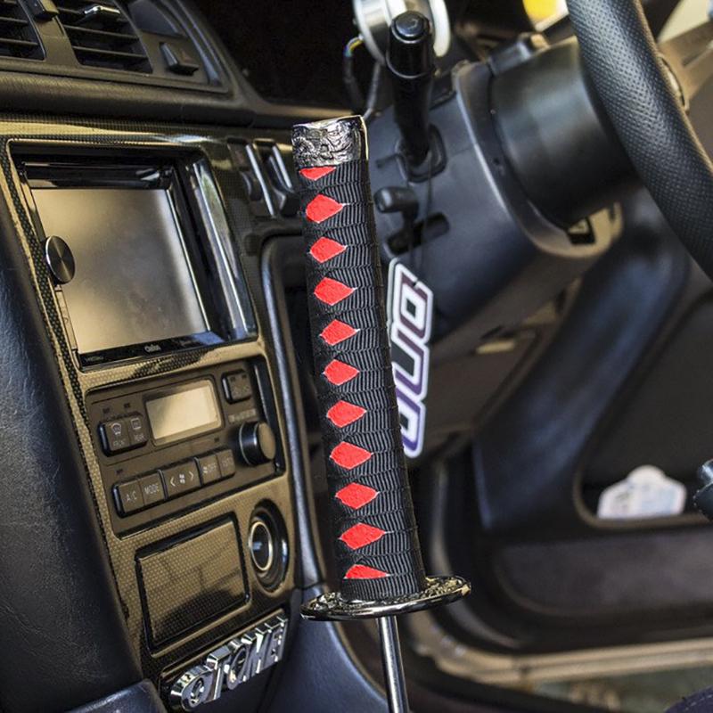 Samurai Sword Shift Knob Shifter Katana Metal With 12mm Hole Black+Red