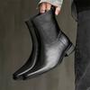Large Size Men's Fashion Stage Nightclub High Chelsea Boots Pointed Toe Designer Sheos Cowboy Genuine Leather Boot Ankle Botas