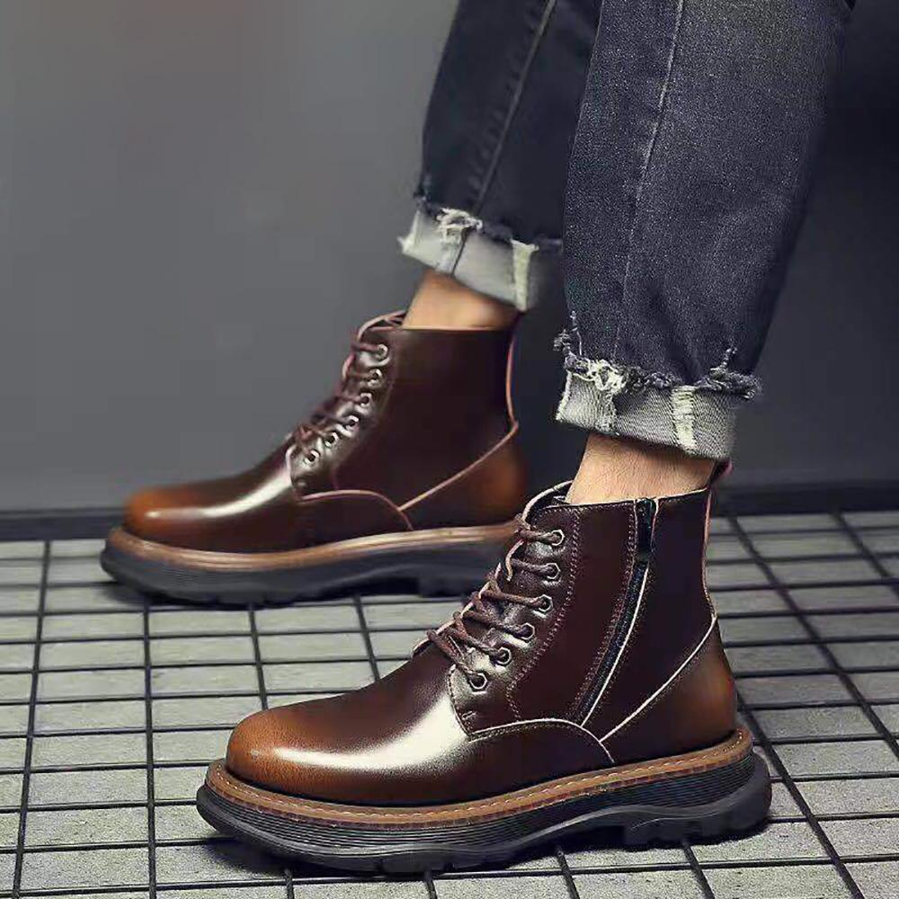 Мужские мотоциклетные ботинки Мартин из натуральной кожи для мужчин, уличная одежда, винтажные повседневные боты из коровьей кожи, уличная инструментальная пустынная обувь