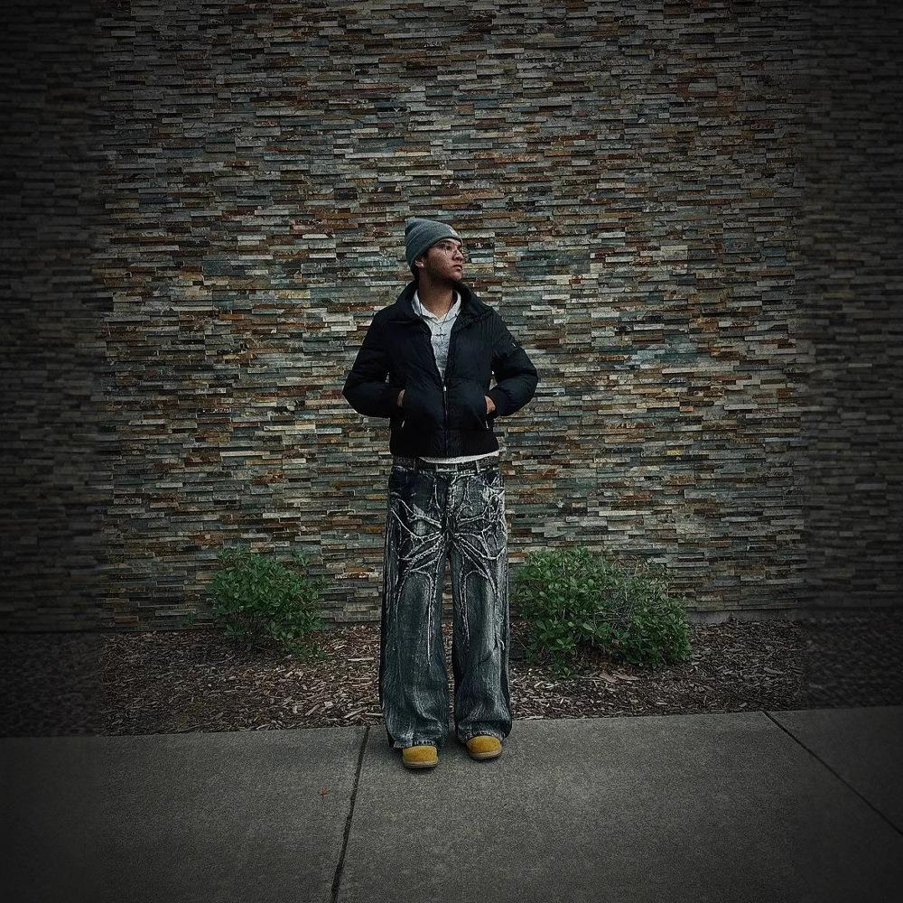 Unisex Y2k Gothic Vintage Jeans Spider Embroidered Spliced American Style Denim Pants Baggy Wide Leg Hip Hop Streetwear