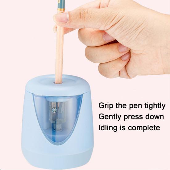 1 Set Electric Pencil Sharpener with Cutter USB Rechargeable Battery Operated Portable Automatic Pencil Sharpener School Student Stationery Gift