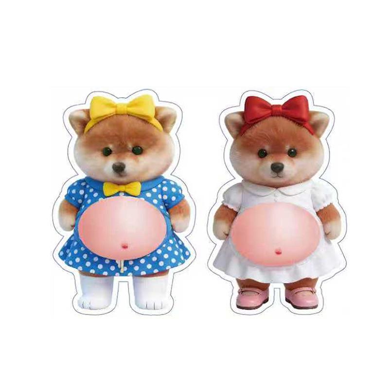 2Pcs 3D Belly Pinching Stickers Creative Cartoon Anti-Collision Car Decoration Stickers Pp Butt Sticker Shiba Inu Dog Decoration
