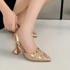 Летние босоножки женские со стразами и острым носком, модные высокие каблуки, элегантные свадебные вечерние женские туфли