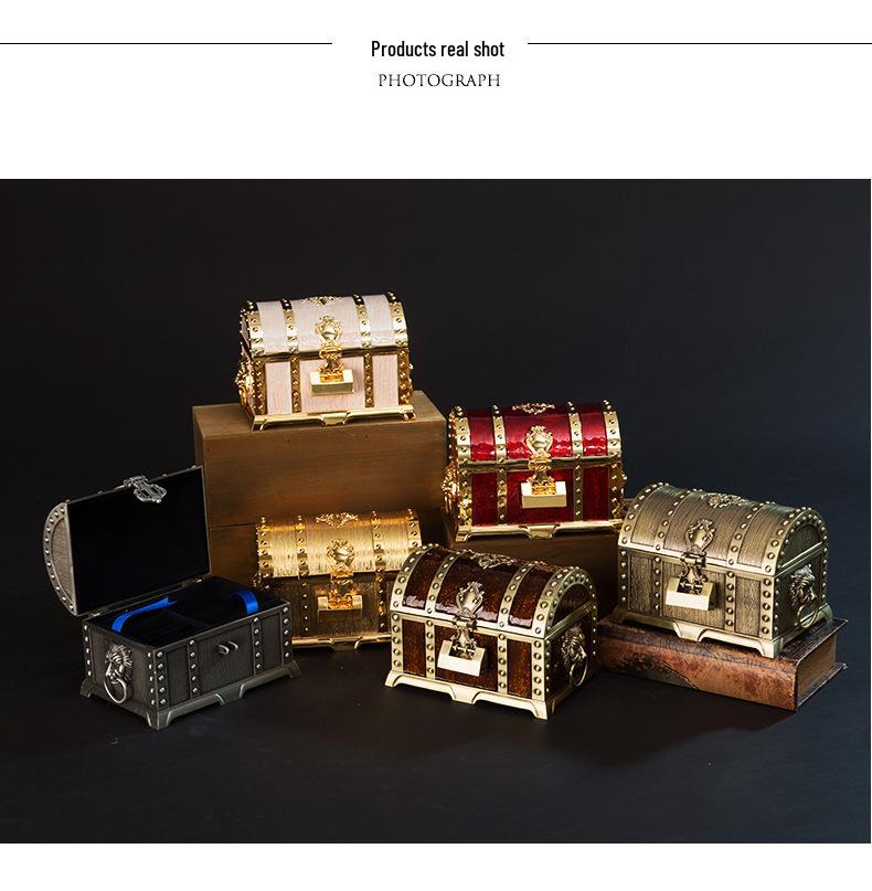 Korean Retro Pirate Treasure Chest Jewelry Box - Metal Craft Home Decor & Wedding Gift