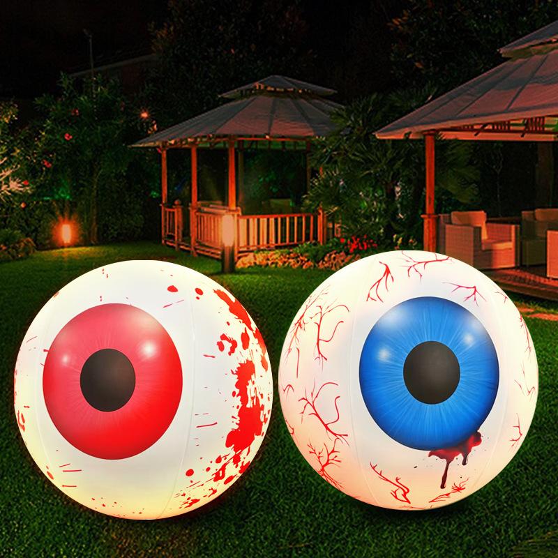 Inflatable Halloween Eyeball with LED Lights Holiday Horror Decorations Garden Luminescent Arrangement Ghosts Party Supplies