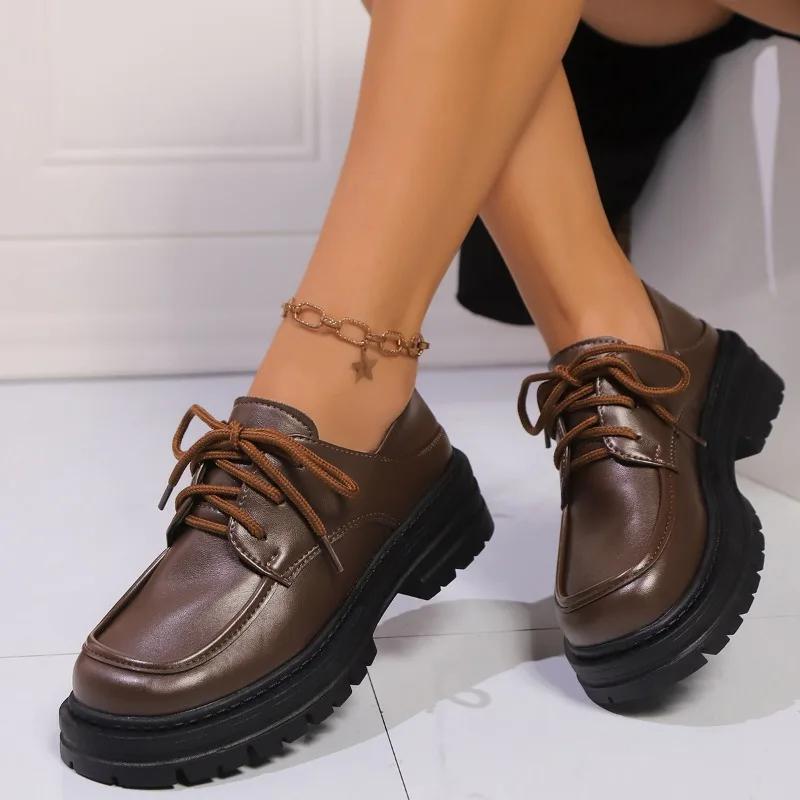 Модная женская обувь на толстом каблуке Весна Новая Круглый носок Глубокий вырез Передний ремешок Толстая подошва Нескользящая Износостойкая Обувь с низким верхом