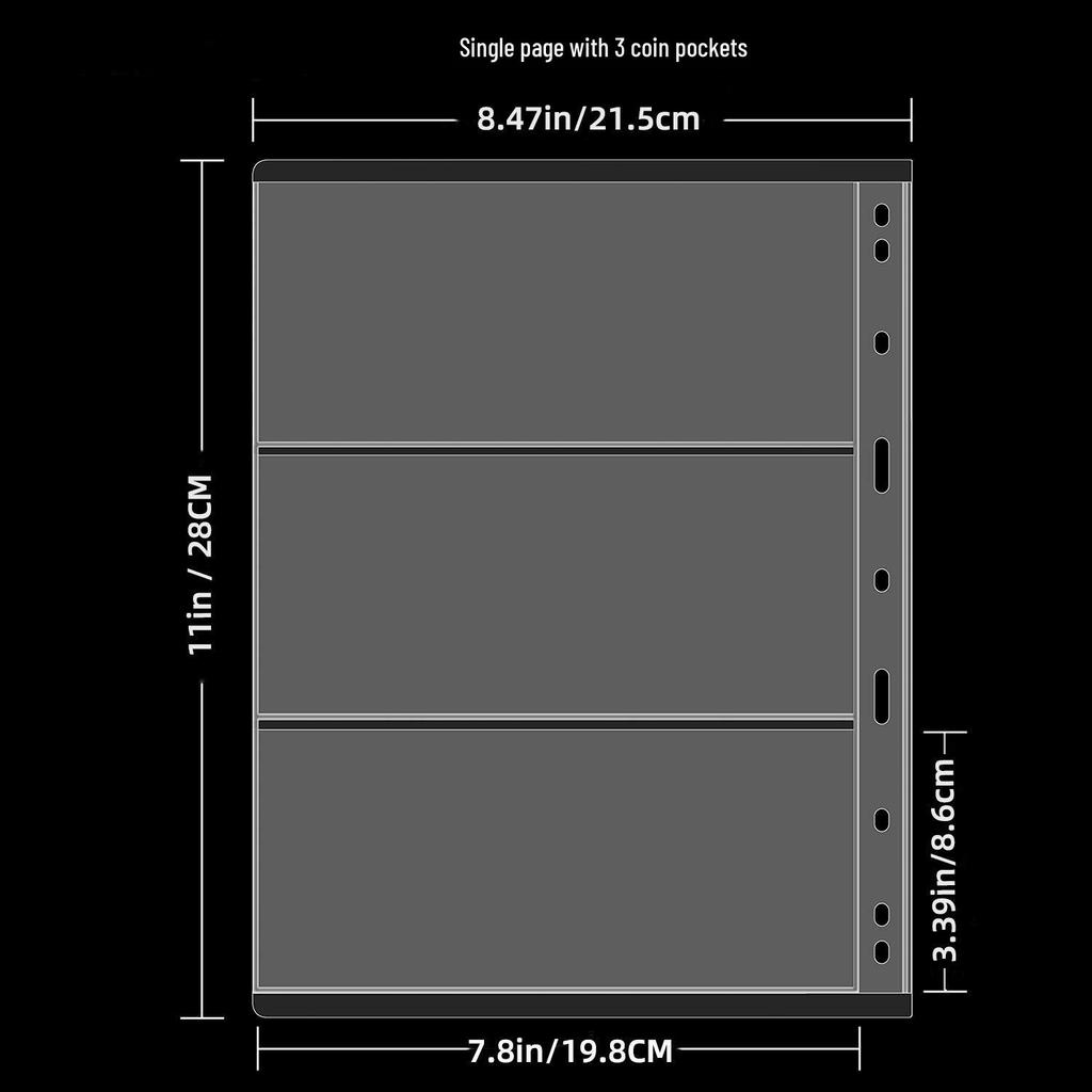 Альбом для коллекции монет большой вместимости: Папка-альбом на кольцах для коллекционирования древних и памятных монет с прозрачными страницами для банкнот.