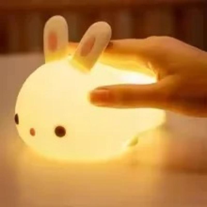 LED Rabbit Silicone Night Light Rechargeable Soft Light Kids Birthday Gift Sleep Companionship Night Light Bedroom Decoration