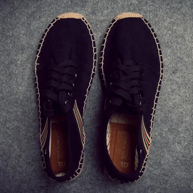 Fashion Men Espadrilles Canvas Shoes Man Fisherman Shoes Luxury Brand Designer Lace Up Flats Breathable Men Casual Shoes