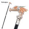 Orange White Luxury Dragon Head Walking Cane Fashion Decorative Walking Stick Gentleman Elegant Cosplay Cane Knob Crosier 94cm