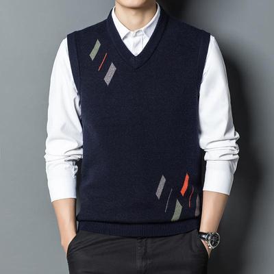 Мужской осенне-зимний кашемировый жилет без рукавов, верхняя одежда, жилет, пуловер, вязаная шерстяная базовая рубашка