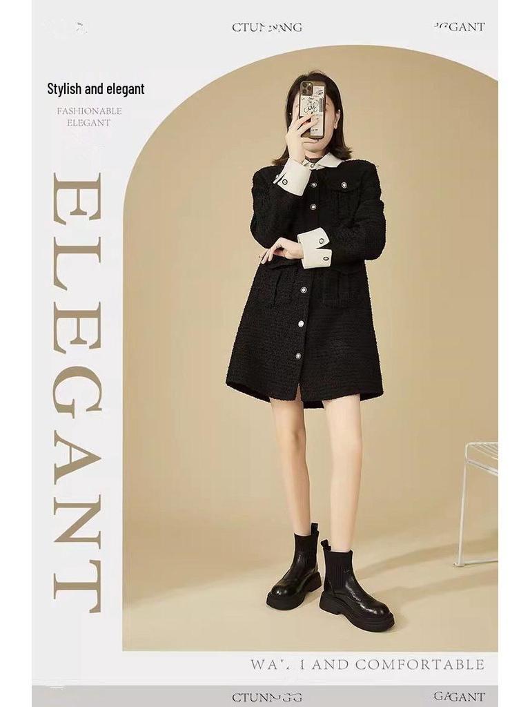 Elastic Women's Autumn/Winter Height-Increasing Sock Boots with Thick Sole & Round Toe - New 2025 Chelsea Ankle Boots, British Style.