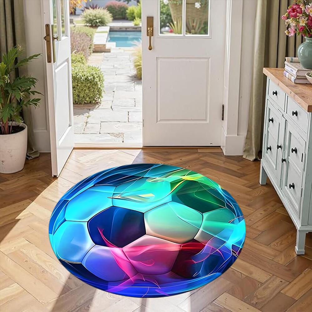 Football Round Carpet Suitable for Dormitory Hallway Living Rooms Outdoor Antislip Round Carpet Decorate Offices Perfect Gift for Women Men