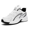 Autumn New Waterproof Leather Sneakers Men's Rotating Button-free Shoelaces Non-slip Large-size Youth Running Shoes