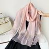 Весна новый однотонный жемчужный шелковый шарф женский искусственный шелк легкая большая шаль длинный шарф шарф