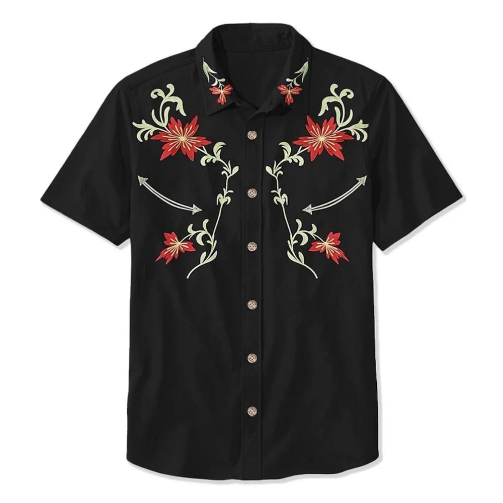 Летняя мужская рубашка в стиле вестерн с принтом в стиле отпуск, повседневная мужская рубашка с лацканами и короткими рукавами с 3D-принтом