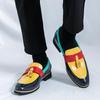 Men's Shoes Large Size New Casual Leather Shoes Fashionable Men's Foot Casual Shoes Retro Trend Color Matching Fringed Shoes