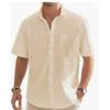 Мужская летняя новая модель европейской и американской моды, классическая, удобная, дышащая, из хлопка и пеньки, однотонная, топ-рубашка