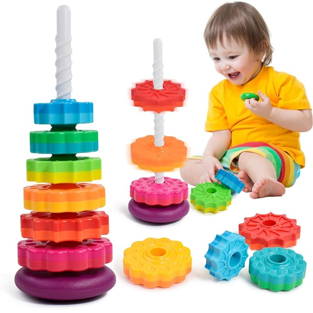 Safety Baby Stacking Puzzle Toys Spinning Colored Children's Toys Birthday Gitfs