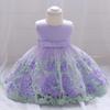 2023 Summer Girls' Wedding Dress: Kids' Evening Gown & Baby First Birthday Tulle Applique Puffy Skirt