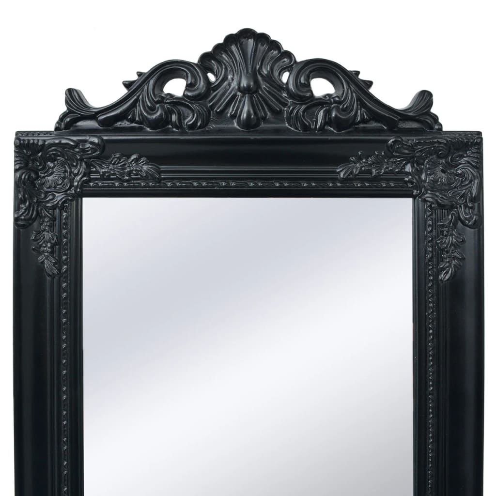 Baroque Style Floor Mirror 160 x 40 cm Black