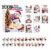 Christmas Countdown Gift Box Snowman Advent Calendar, 24Pcs Acrylic 2D Hanging Ornament Set Ornaments with Bouquet Flowers, Tree Decor, Holiday