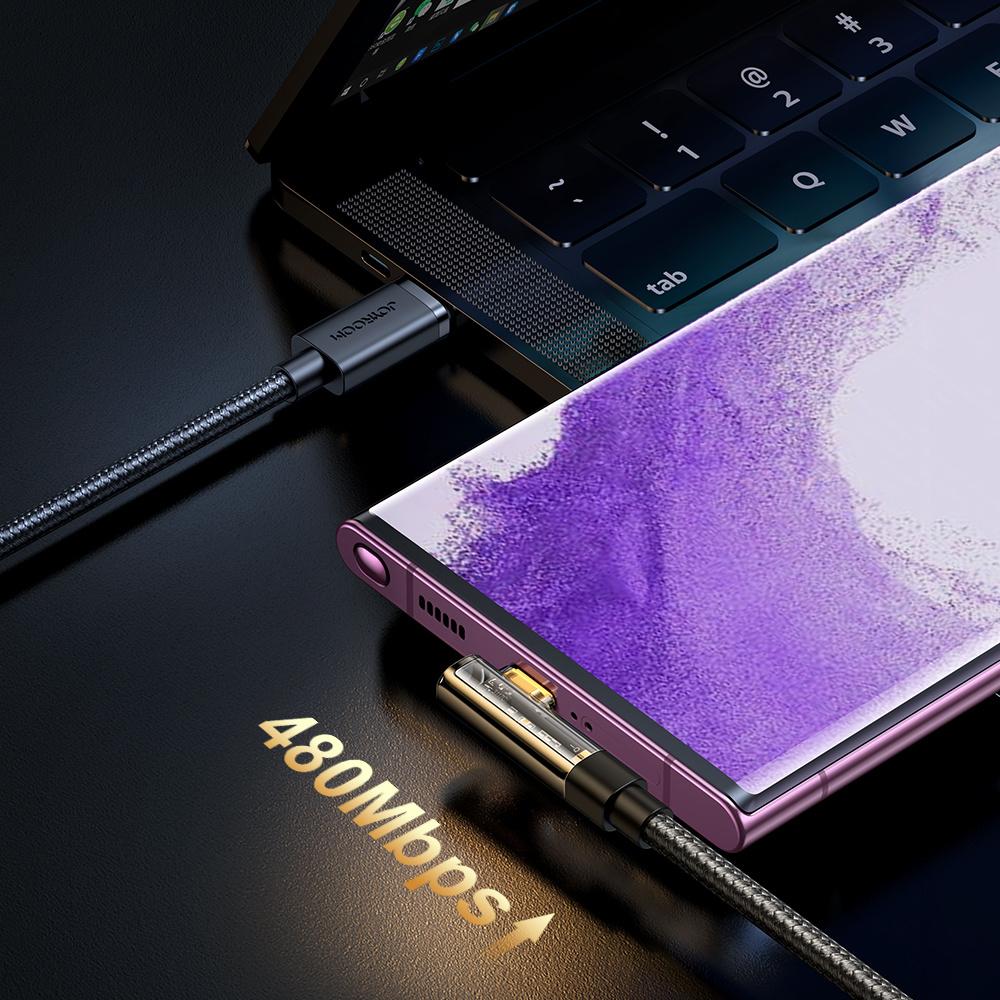 Joyroom 3A Fast Charge 1.2m USB-C To USB-A Gaming Cable, Angled Design, Black