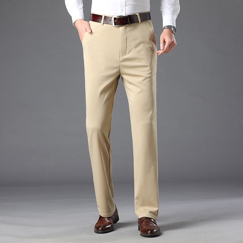 Autumn New Men 'S Bamboo Fiber Casual Pants Classic Style Business Fashion Khaki Stretch Cotton Trousers Male Brand Clothes