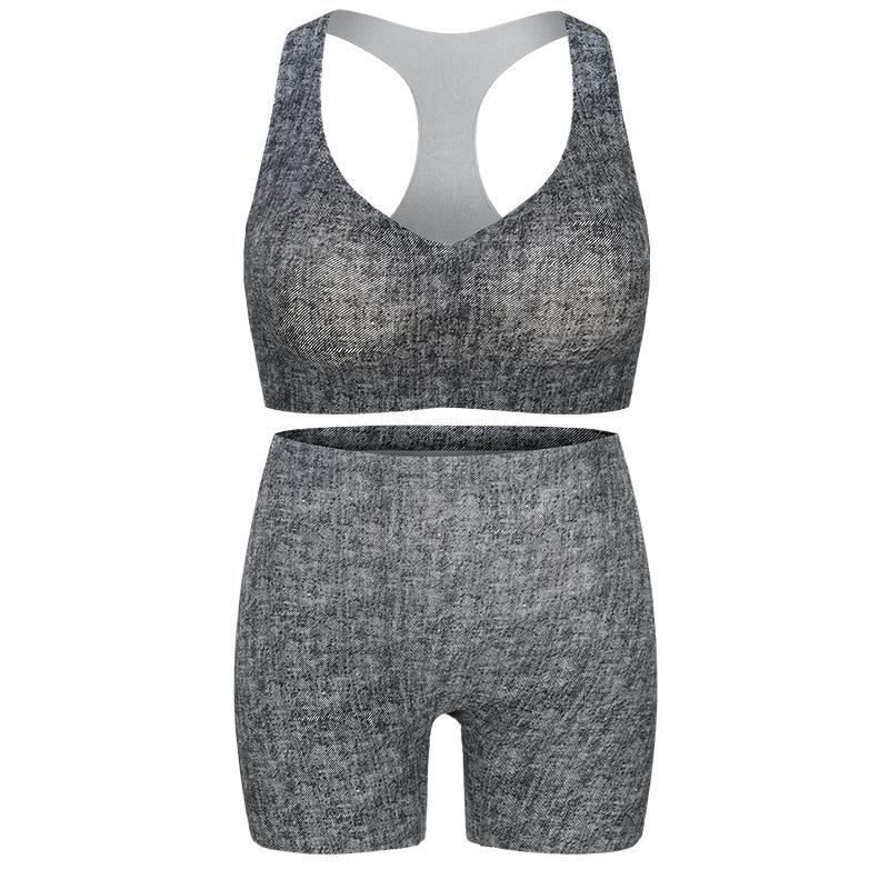 Спортивный бюстгальтер без следов без стального кольца, удобный костюм для йоги, съемные нагрудные подушечки, обтягивающие талию, шорты XS-XL