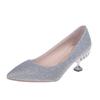 Rhinestone Elegant High Heels Women's Silver /Gold/Black/Pink Sequin Party 5cm Low Heels Wedding Shoes for Bridal Woman Pumps PU