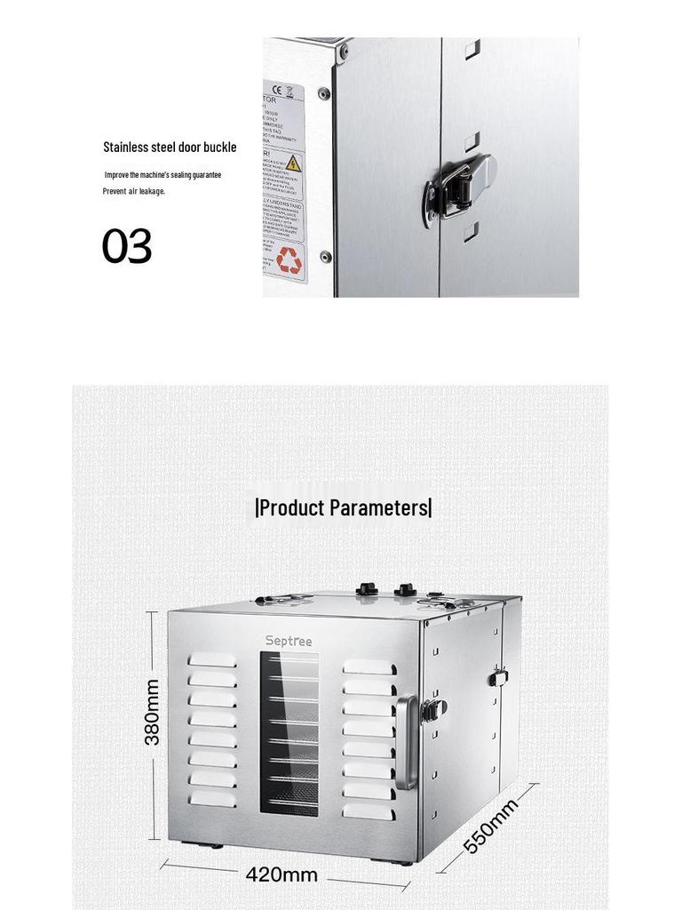 Stainless Steel Food and Fruit Dehydrator - Household Bean & Tea Air Dryer