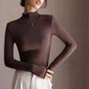 Modal Semi High Neck Black Fungus Edge Base Shirt for Women Autumn and Winter Inner Wear Long Sleeved Top