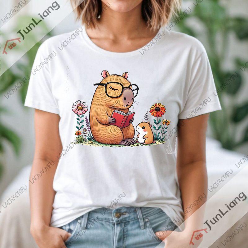 Футболка Capyeras Funny Cute Capybara Color Concert Tour Cute Animal с короткими рукавами и круглым вырезом, свободный топ Harajuku
