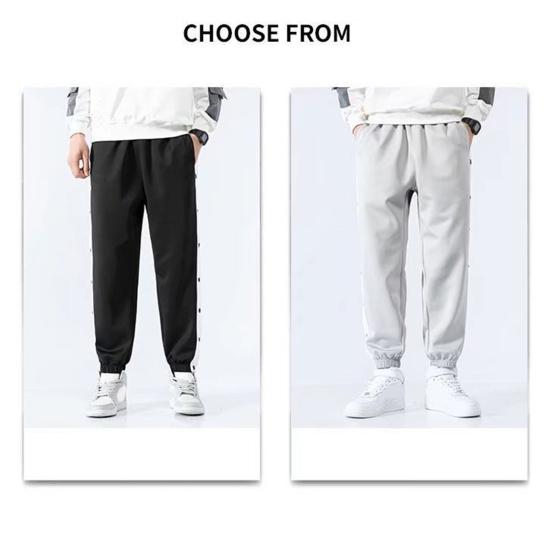 Мужские спортивные брюки с боковой застежкой на пуговицах, свободные прямые широкие брюки с эластичной резинкой на талии, мягкие дышащие однотонные спортивные штаны для тренировок в тренажерном зале, длинные брюки