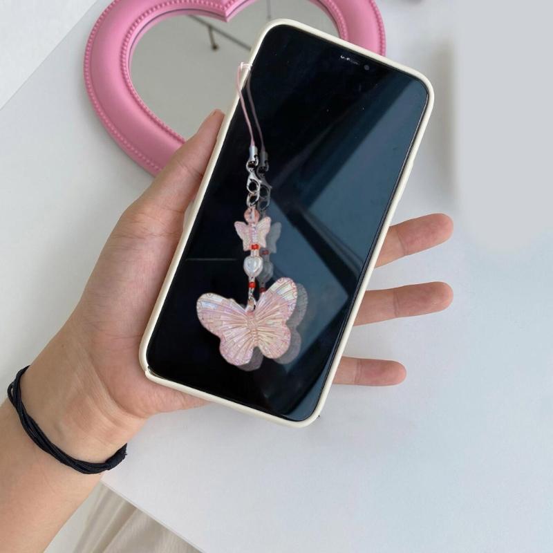 Подвеска-бабочка из бисера, милый ремешок для телефона Y2K, украшение для сумки, портативный подвесной шнурок, подарок для девочек, женщин