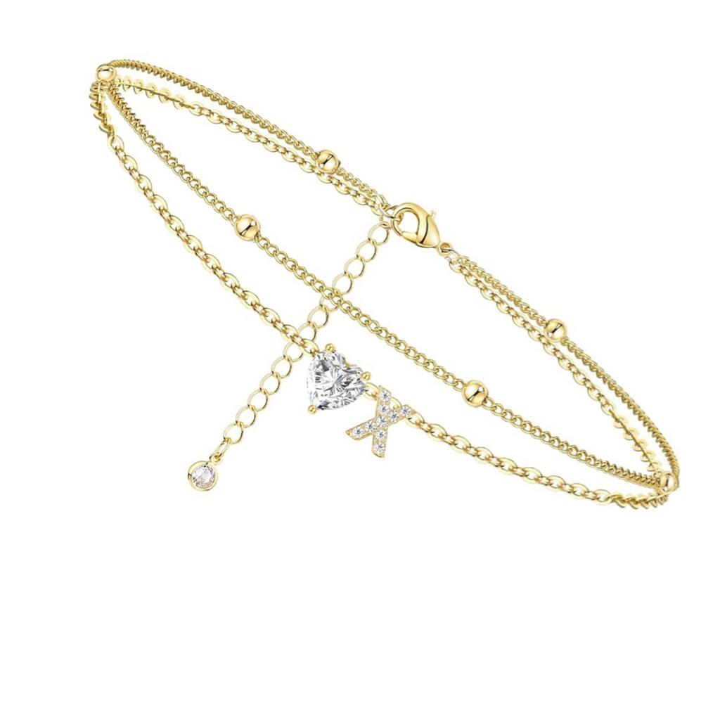 Инициал Сердце Ножной браслет Сердце Буква Ножной браслет Персонализированная монограмма Ножной браслет1 шт