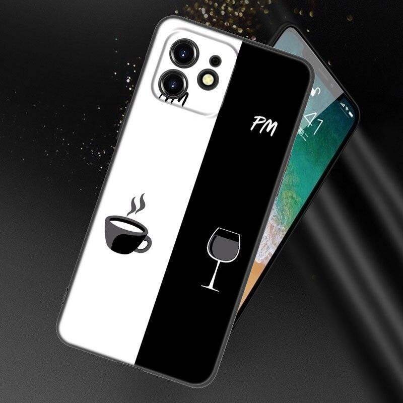 Чехол для телефона с чашкой кофе и вина для Apple iPhone 13 12 Mini 11 Pro XS Max X XR 8 7 6S 6 Plus SE 2020 5S 5, мягкий черный чехол из ТПУ
