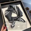Luxury 100% Mulberry Silk Scarf Women Dot Print Bandana Shawl Lady Neckerchief Handkerchief Female Decorative Wrap 53cm
