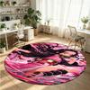 Demon Slayer Printed Round Crystal Velvet Rug Soft Non Slip Floor Carpet For Bedroom Holiday Gift